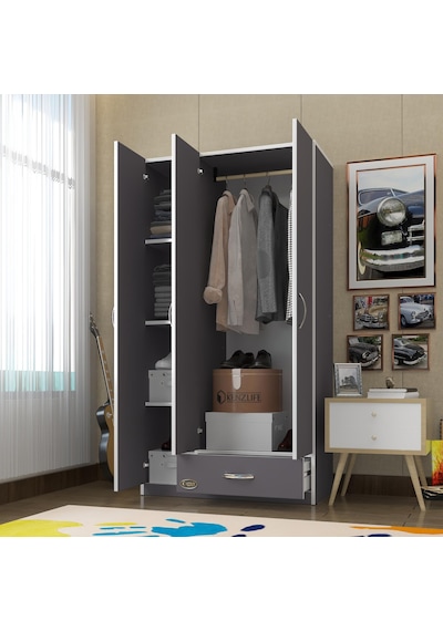 Kenzlife gardırop 3 kapılı 1 çekmeceli hanımeli 180*120*52 gri XLARGE kapaklı gardolap dolap Kenzlife gardırop 3 kapılı 1 çekmeceli hanımeli 180*120*52 gri XLARGE kapaklı gardolap dolap