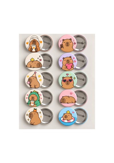 Capybara İğneli Yaka Rozeti 10 Adet Diğer