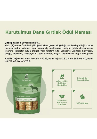 Kito Dana Gırtlak Çiğnemelik Doğal Glutensiz Organik Köpek Ödül Maması 100 G