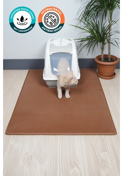 75x110 Cm Hücreli Kedi Kumu Paspası Kedi Matı Kedi Tuvalet Önü Paspası Kahverengi