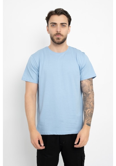 Dasüniforma Bisiklet Yaka Günlük Pamuklu Yumuşak Dokulu Comfort Fit Basic T-shirt Bebe Mavisi