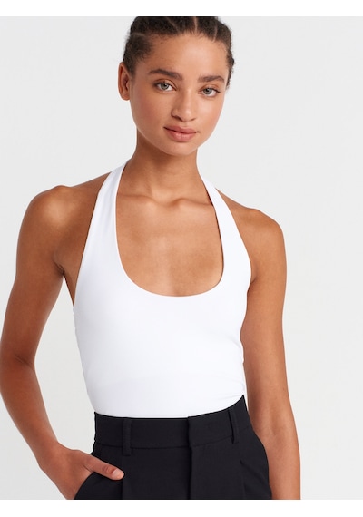 Dilvin 31753 Halter Yaka Top-beyaz Beyaz