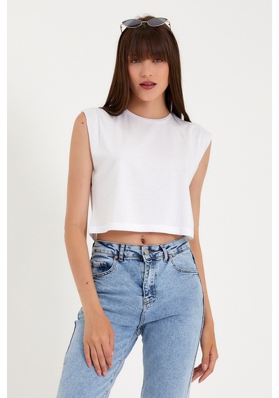 Kadın Regular Fit Crop Tişort Spr22tsk128 001
