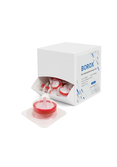 Borox Ptfe Hidrofobik Şırınga Filtre - Steril 0.45µm-kırmızı-50li