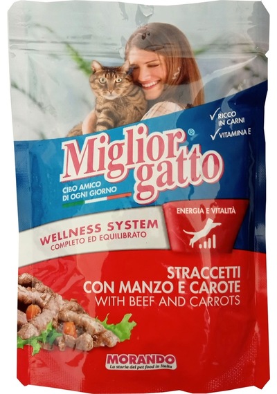 Miglior Gatto Biftek ve Havuç Parçalı Yetişkin Kedi Maması 24 x 100 G