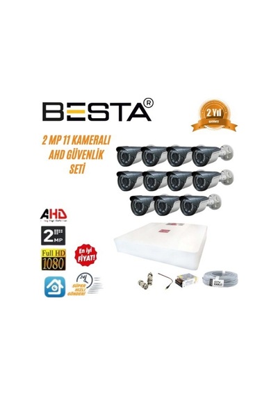 2mp Ahd 1080p Gece Görüşlü 11 Kameralı Güvenlik Sistemi