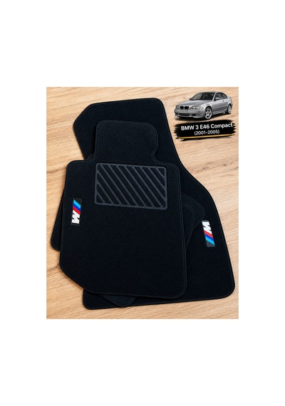 Oto Halı Paspas Seti Bmw 3 E46 Compact 2001 2005 Uyumlu Sport Kaymaz & Şık Tasarım - Siyah - Tasarım 3
