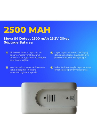 Mova S4 Detect 2500 Mah 25.2v Dikey Süpürge Batarya