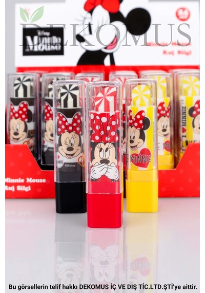 Dekommus İle Lisanslı Mınnıe Mouse "2 Adet" Ruj Silgi Altın