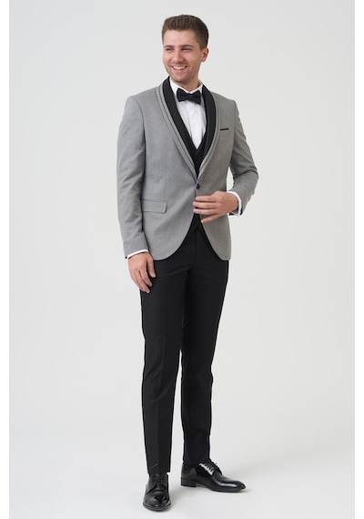 White Stone Philadelphia D2405 Slim Fit 6 Drop Likralı Damatlık Takım Elbise A.Gri - A.Gri Açık Gri