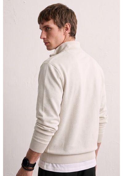 Barrels And Oıl Erkek Yarım Fermuarlı Dik Yaka Sweatshirt - Taş Taş