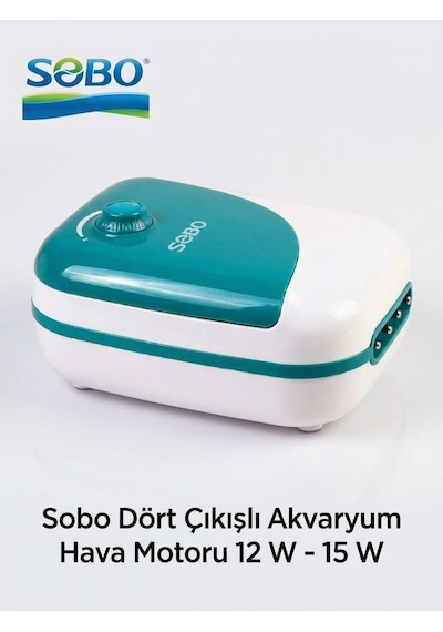 Sobo Aq-15 15w Dört Çıkışlı Akvaryum Hava Motoru Güçlü Oksijenlendirme Ve Çoklu Filtre Desteği