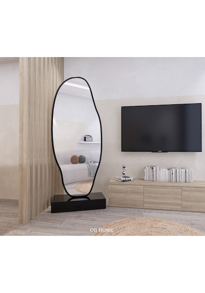 Asimetrik Ayna, Ultralüx Boy Aynası, 188x66 Cm Siyah 180 X 65 Siyah