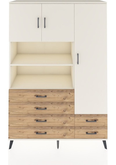 Hyperion Dolap 9 Raflı 6 Çekmeceli 3 Kapaklı 132x44x195 Aytaşı-aytaşı/çam Aytası/atlas Çam