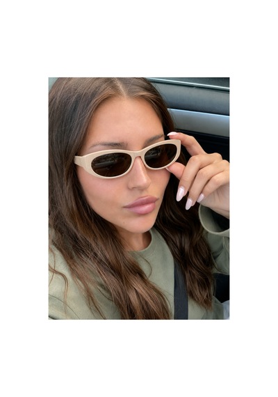Laurent Slim Tasarım Ince Uv400 Unisex Krem Bej Kahverengi Güneş Gözlüğü Kahverengi