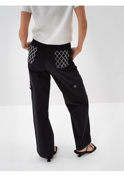 Xint Siyah Lüks Dokulu Soft Kadife Oversize Pantolon 201245