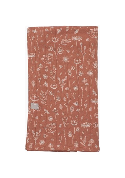 Çift Katlı Bebek Müslin Örtü 100x100 Cm Bahar Çiçekli Kiremit Çok Renkli