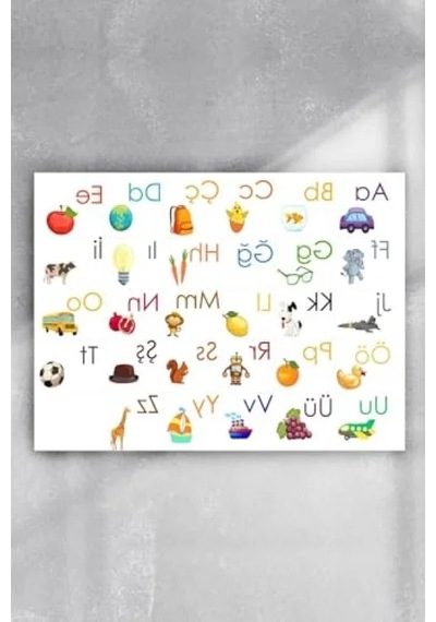 Türkçe Alfabe Eğitim Posteri - 50x70 Cm Boyut