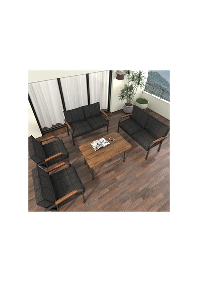 Mygusi Hayal Balkon Bahçe Cafe - Metal Kanepe Koltuk Takımı - 2 2 1 1 - 70x110 Cm Masalı - Antrasit Mygusi Hayal Balkon Bahçe Cafe - Metal Kanepe Koltuk Takımı - 2 2 1 1 - 70x110 Cm Masalı - Antrasit