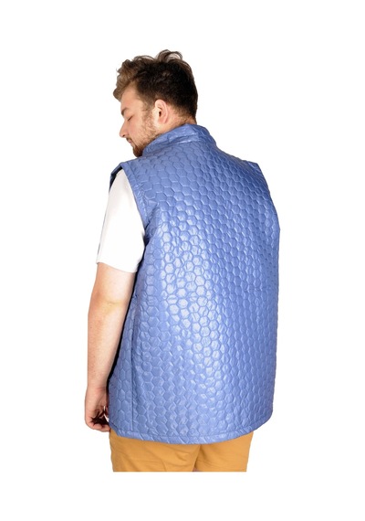 Mode Xl Büyük Beden Erkek Yelek Basic Hexagon 21601 Indigo 001