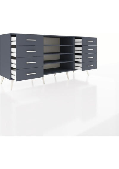 Hyperion Konsol 3 Raflı 8 Çekmeceli 176x44x83 Antrasit-antrasit Antrasit Hyperion Konsol 3 Raflı 8 Çekmeceli 176x44x83 Antrasit-antrasit Antrasit