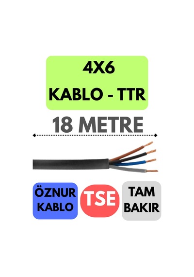 Öznur 4x6 Ttr Kablo Metre Seçenekli Siyah - 18 Metre