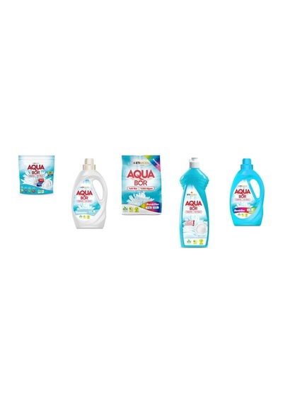 Aquabor Doğal Mineralli Tablet + Sıvı Beyaz + 4 Kg Renkliler + Elde Bulaşık + Sıvı Renkliler 5 Li Set 36167371