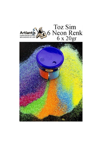 Neon Fosforlu Toz Sim 6 Renk 120 Gr 1 Paket Tuzluklu Karışık 6 Lı Renkli Canlı Neon Toz Sim Büyük Epoksi Reçine