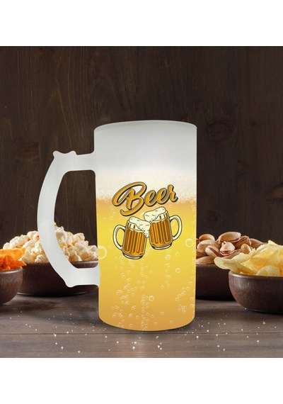 Bk Gift Fresh Beer Tasarımlı Buzlu Cam Bira Bardağı 50cl-1