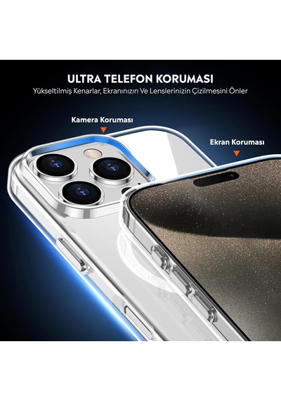 İphone 14 Pro Max Şeffaf Magsafe Uyumlu Kılıf Darbeye Dayanıklı Şeffaf Telefon Kılıfı Kamera Koruyucu İnce Ve Şık Tasarım Seffaf