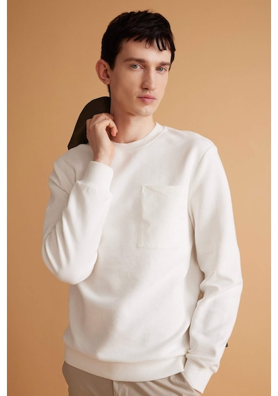 DeFacto Regular Fit Bisiklet Yaka Dokulu Cepli Sweatshirt B6497AX24SPWT32