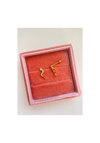 Gold Rengi Cerrahi Çelik Yılan Tragus Kıkırdak Piercing 6mm Gold