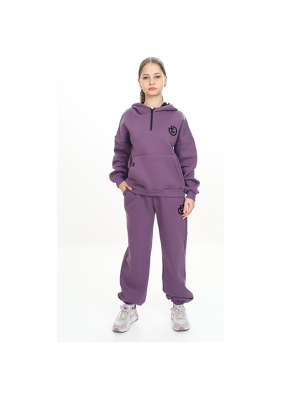 Toontoy Kids Toontoy Kız Çocuk Kapüşonlu Eşofman Takım Mor