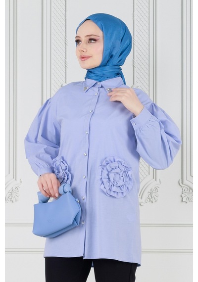 Sevitli Önü Gül Detaylı Tunik-bebe Mavi-3631-bebe Mavi Bebek Mavisi