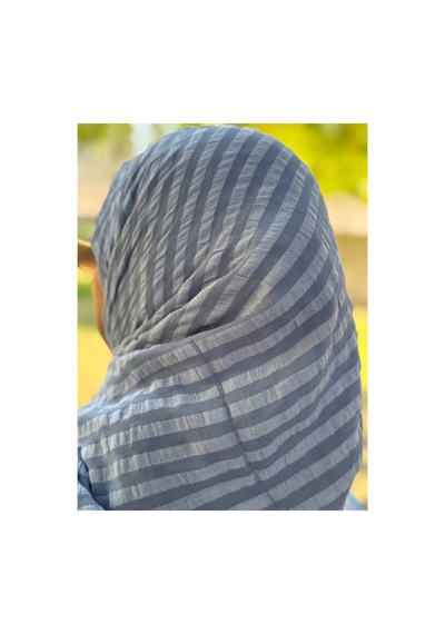 Aldaıyr Adet - Jakarlı Caz Eşarp 120 X120 Pamuk Acık Mavi