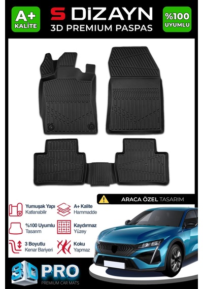 Peugeot 408 3d Pro Havuzlu Paspas 2023 Üzeri A+ Kalite
