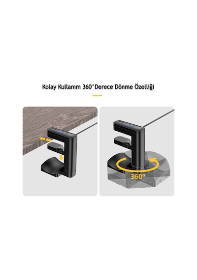 Dailylink Kulaklık Stand 360 Dönebilen 3 Usb Port Micro Sd Kart