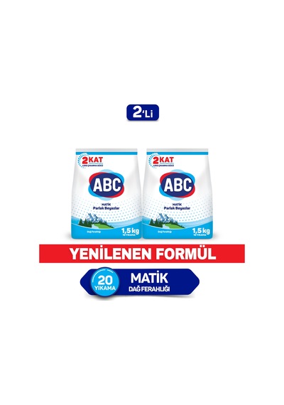 ABC Matik Dağ Ferahlığı Toz Çamaşır Deterjanı 10 Yıkama 2 x 1500 G