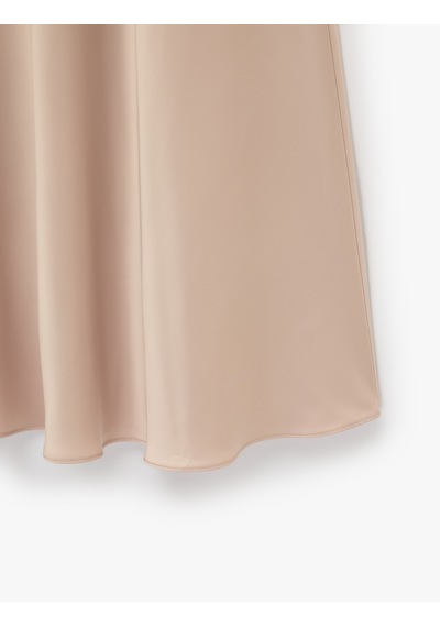 Koton Normal Bel Kloş Midi Saten Etek Pembe 7wak70146uw Gül