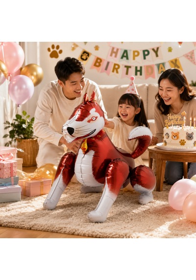 4d Köpek Folyo Balon 68x58 Cm Hayvan Temalı Doğum Günü Parti Süsü Dekorasyon Balonu Çok Renkli
