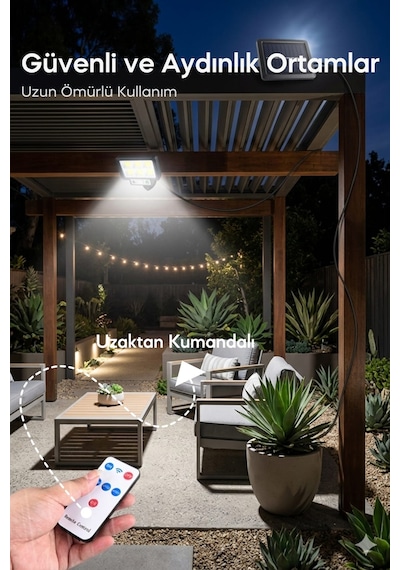Technosmart 72 Cob Led Solar Ve Usb Şarjlı Sensörlü Kumandalı Split Duvar Lambası 3,5 M Kablolu Ip65