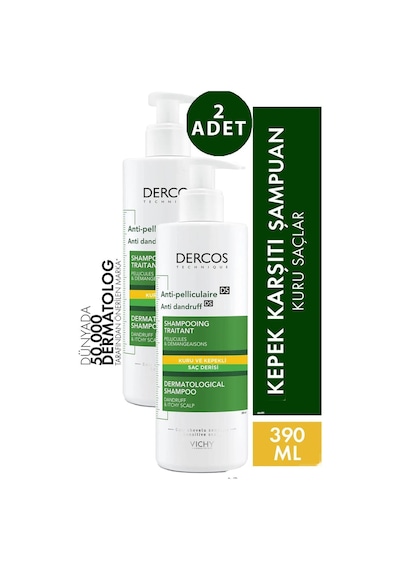 Vichy Dercos Dandruff Kuru Saçlar İçin Kepek Karşıtı Şampuan 2 x 390 ML