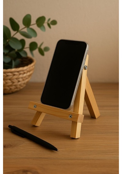 Mini Stand Masa Üstü Telefon Tutucu Ve Seahşaprgileme Ayağı Doğal Renk - 730953566 Doğal Renk