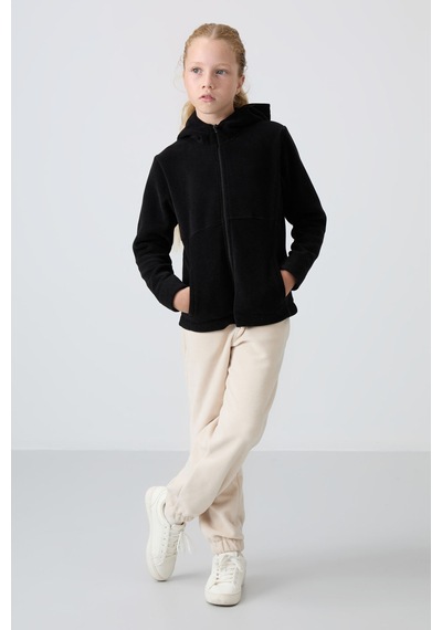 Standart Fit Kapüşonlu 2li Paket Siyah-ekru Kız Çocuk Sweatshirt - 75152 Siyah - Beyaz