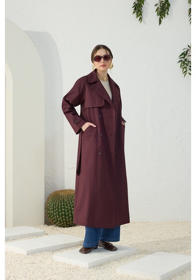 Aker Bordo Astarsız Trençkot Bordo Bordo