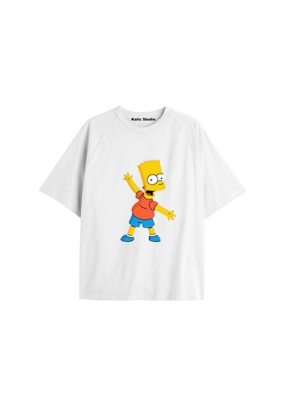 Kalic Studio Y2k Vintage Simpson Baskılı Beyaz T-shirt Kod 265 Beyaz-265