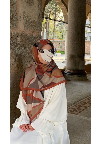 Qalortex Scarf Pamuklu Soft Rânâ Desen Eşarp-taba