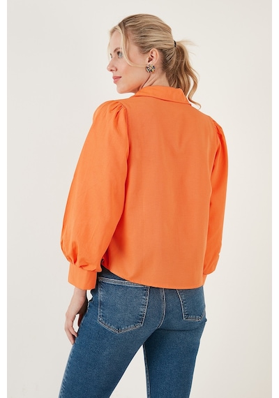 Lela Regular Fit Balon Kollu Poplin Bayan Gömlek 611Go0153 Oranj Lela Regular Fit Balon Kollu Poplin Bayan Gömlek 611Go0153 Oranj