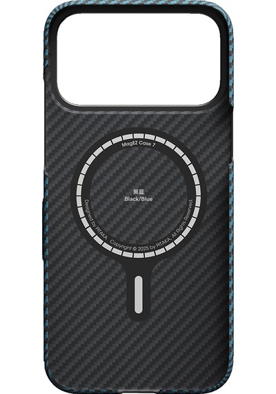 Apple Uyumlu iPhone 17 Pro Kılıf M-safeli Kamera Kontrol Butonlu Aramid Fiber Pitaka Ultra-slim Kapak Siyah-mavi Siyah - Mavi
