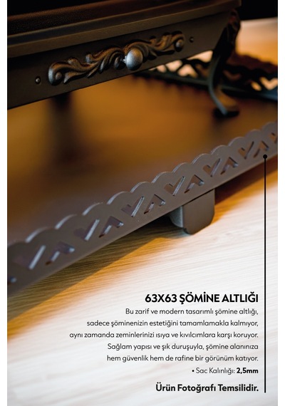 Rüzgar Motif - 63x63 Cm Soba Altlığı - Stella Model Döküm Soba İle Uyumlu - 2.5 Mm Kalın Sac - 827810409